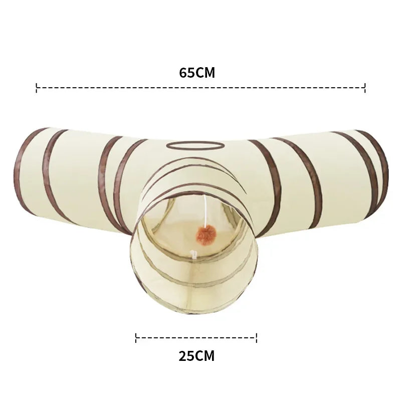 Long Cat Play Tunnel T Y Shaped Foldable Interactive Indoor Toy