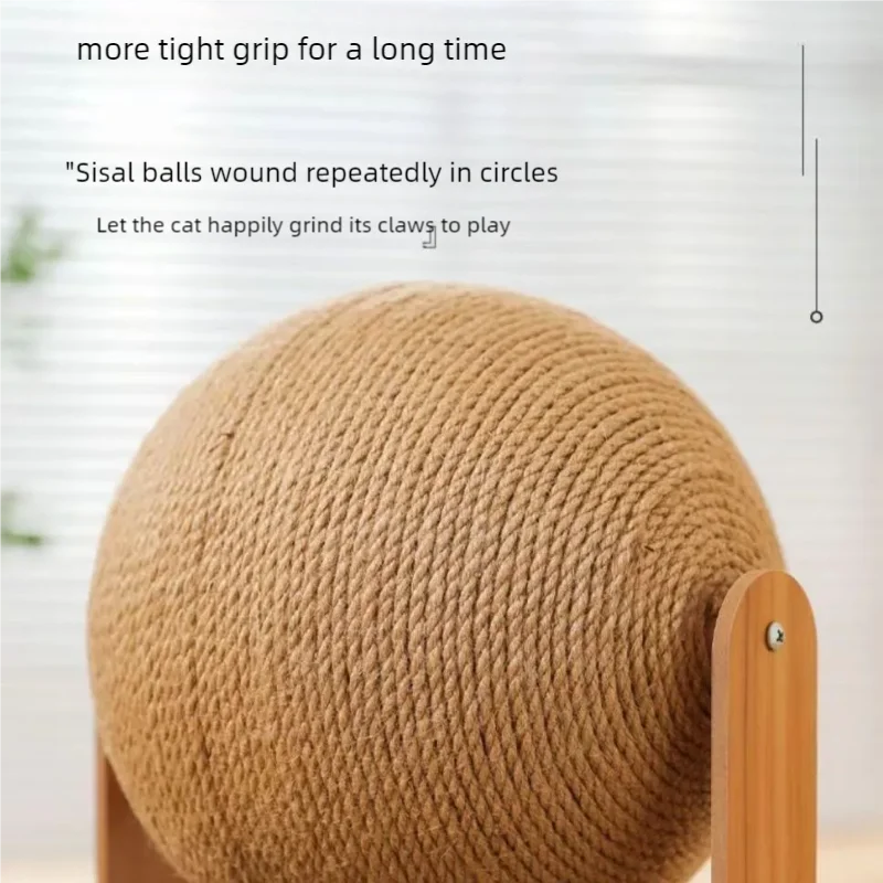 Wooden Cat Scratching Ball 2in1 Sisal Scratch Board Wear Resistant Paw Toy