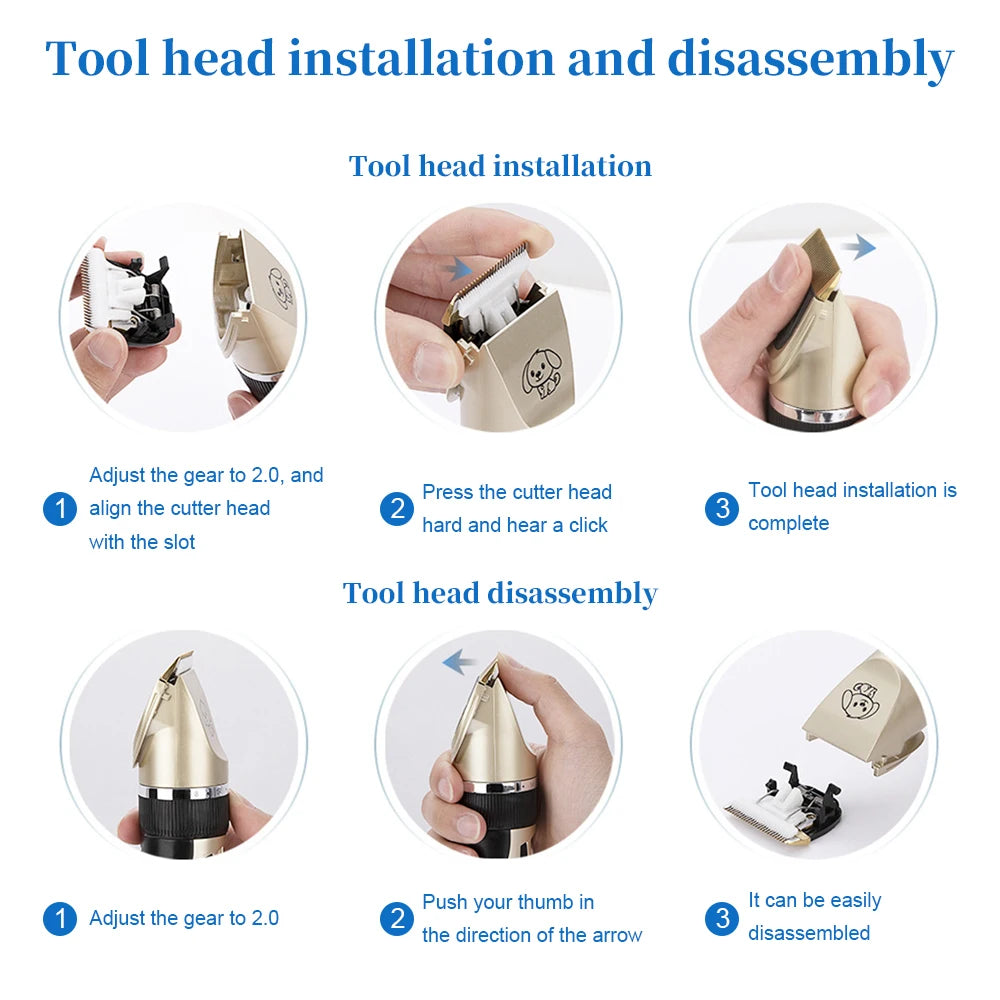 Rechargeable Pet Hair Trimmer Clipper Grooming Kit For Cats And Dogs