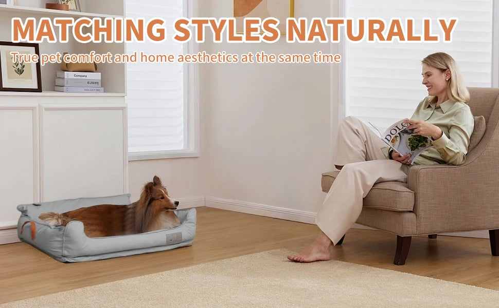 Leather Plush Donut Dog Bed For Large Dogs Snug Warm Cozy Rectangle