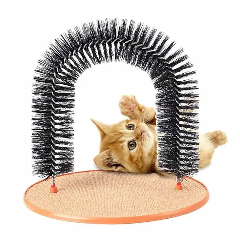 Cat Arch Self Grooming Massage Toy With Rubbing Brush And Scratching Pad