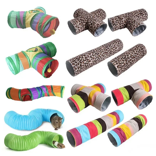 Guinea Pig Collapsible Tunnel Pet Toy for Small Animals and Cage Accessories