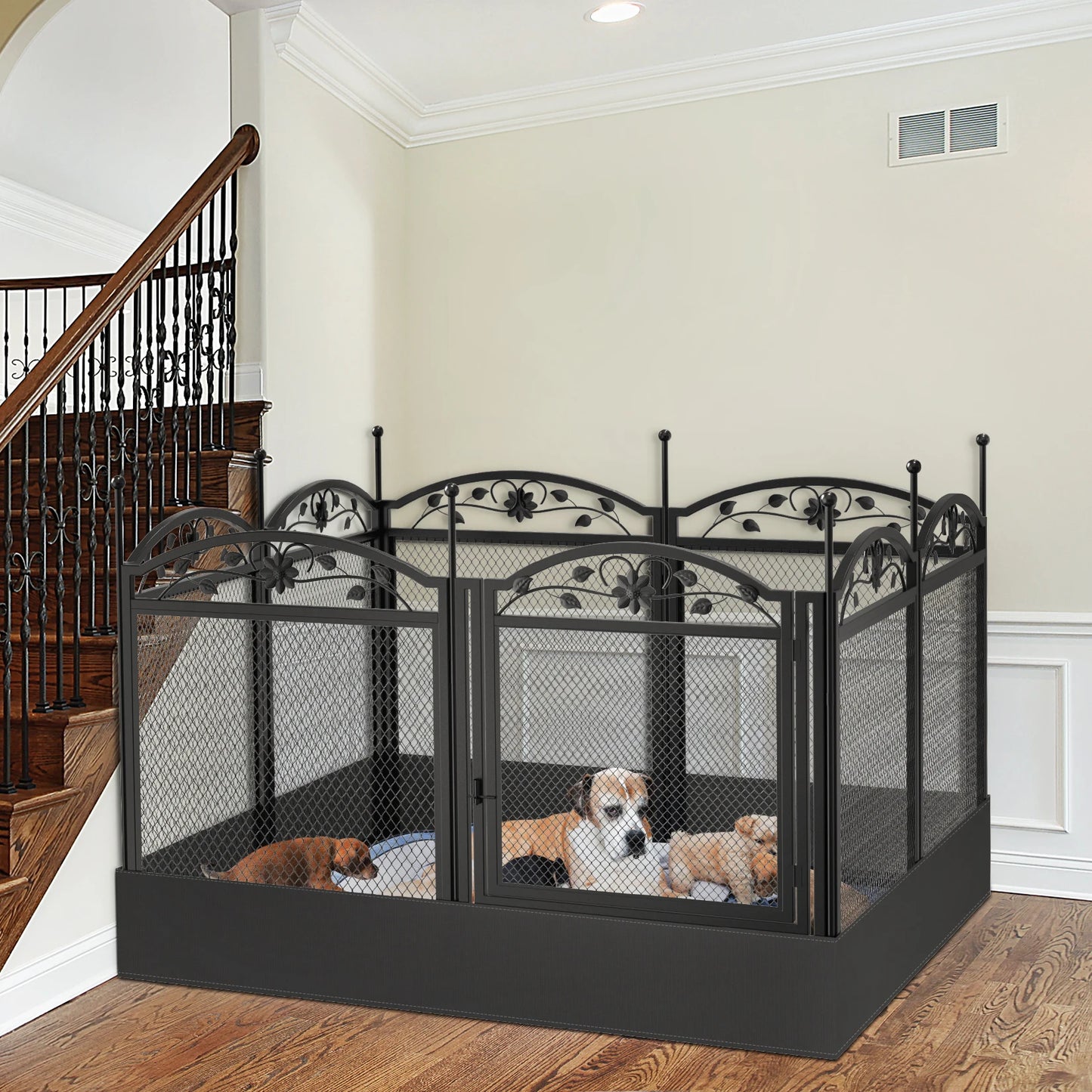8 Panels Heavy Duty Dog Playpen With Waterproof Pad For Whelping And Training