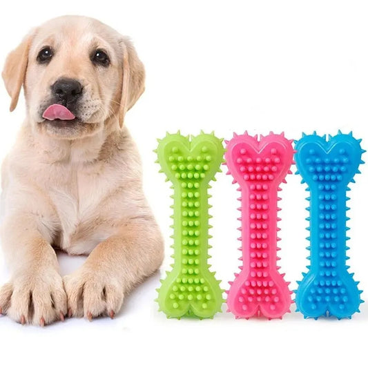 Soft Rubber Bone Shaped Chew Toy for Small Dogs Teeth Grinding Training