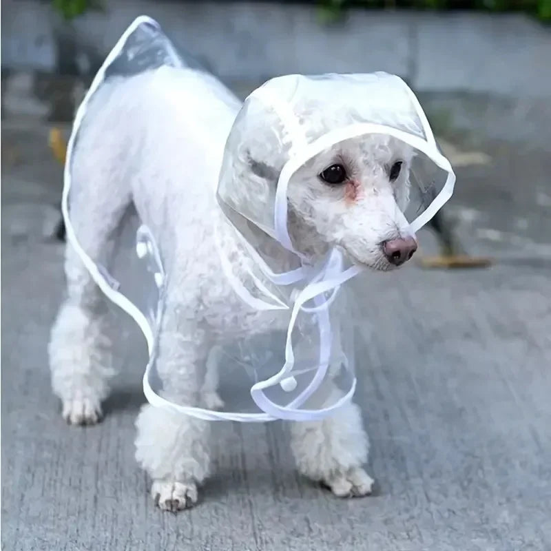 Transparent Hooded Dog Raincoat Poncho For Small Dogs Outdoor Use