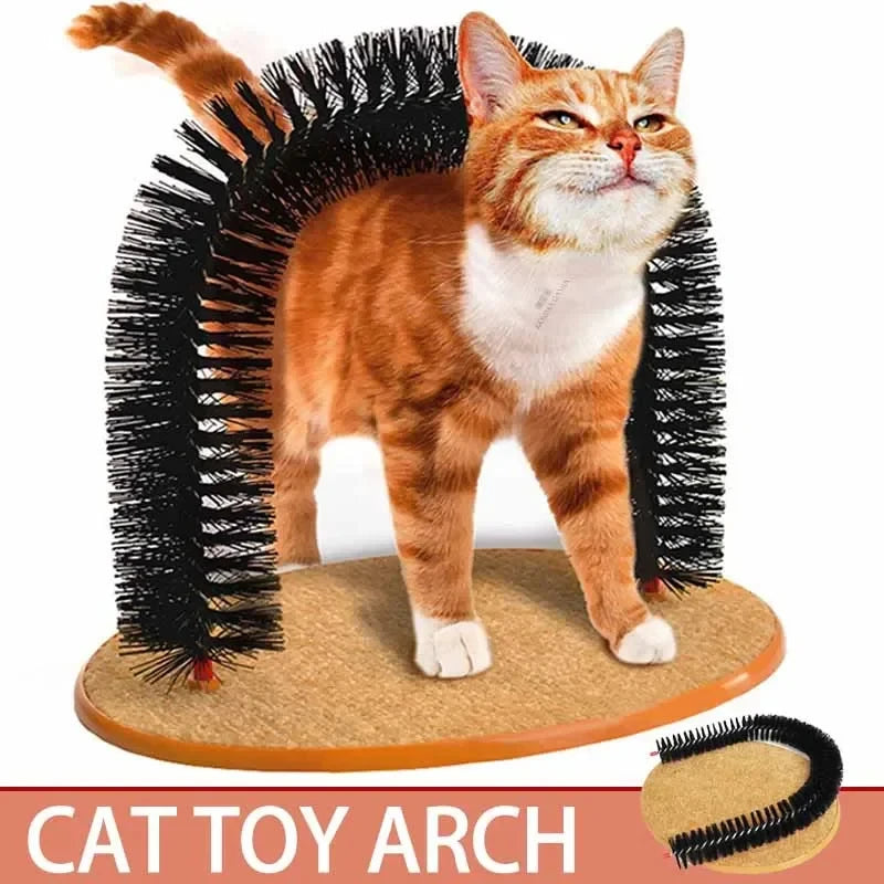 Cat Arch Self Grooming Massage Toy With Rubbing Brush And Scratching Pad