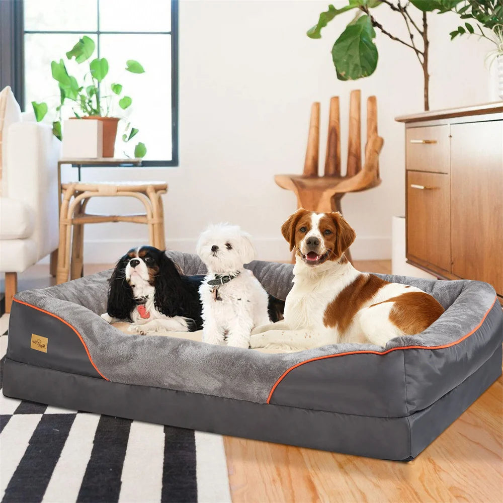 Jumbo Orthopedic Memory Foam Dog Bed With Waterproof Removable Cover