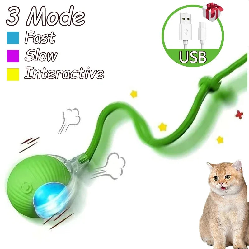2 Pack Cat Interactive Ball Toys Automatic Rolling Ball Rechargeable Toy Cats