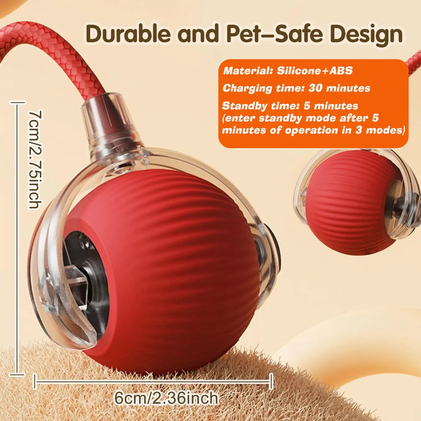 Smart Cat Interactive Ball Toy Automatic Rolling Rechargeable Kitten Toy