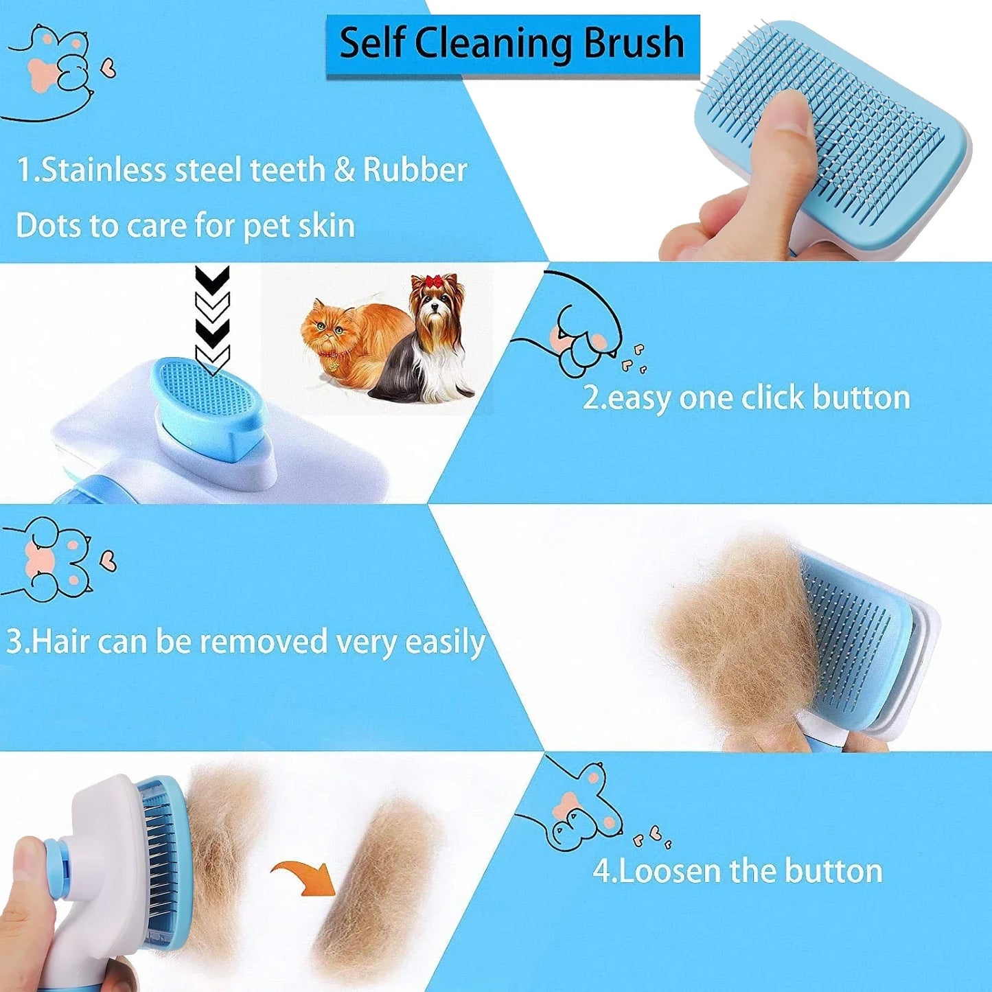 Dog Hair Remover Brush For Long Hair Pets Cat Hair Cleaner Grooming