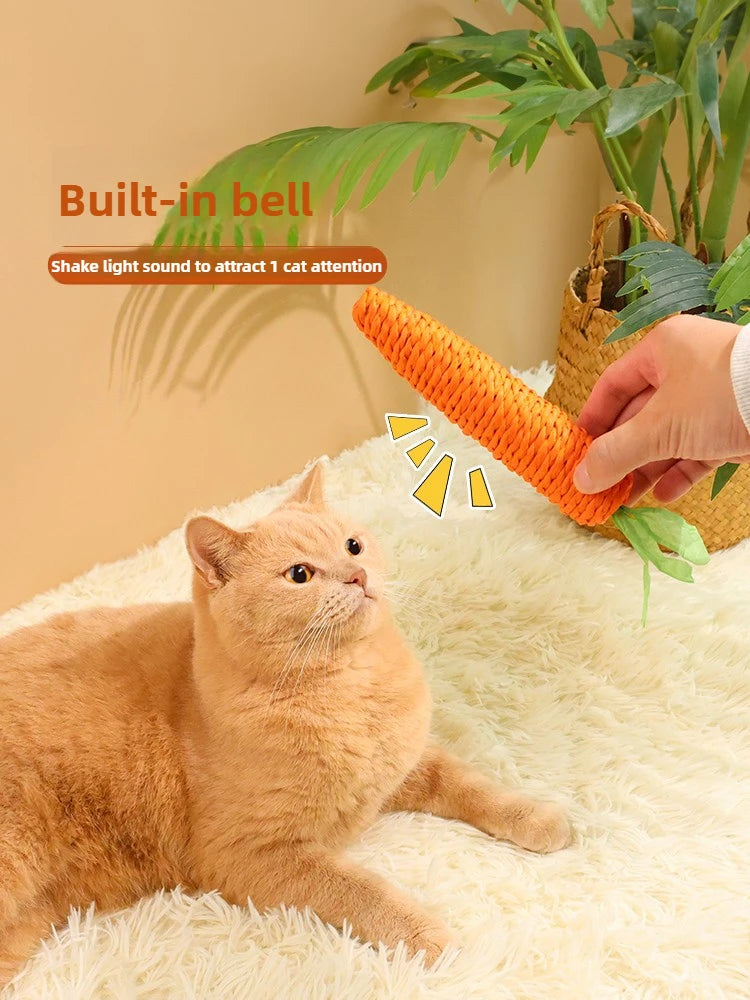 Carrot Shaped Cat Teething Toy With Hemp Rope Interactive Chew Toy