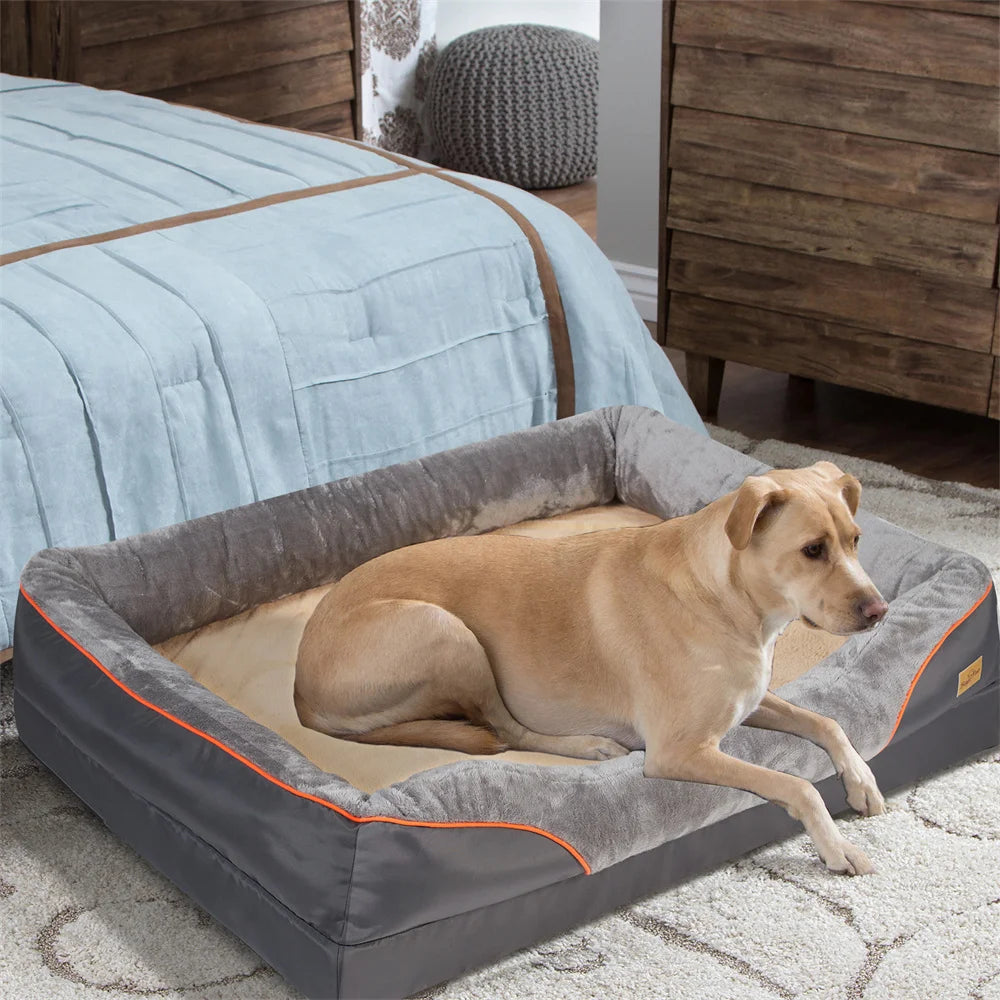 Jumbo Orthopedic Memory Foam Dog Bed With Waterproof Removable Cover