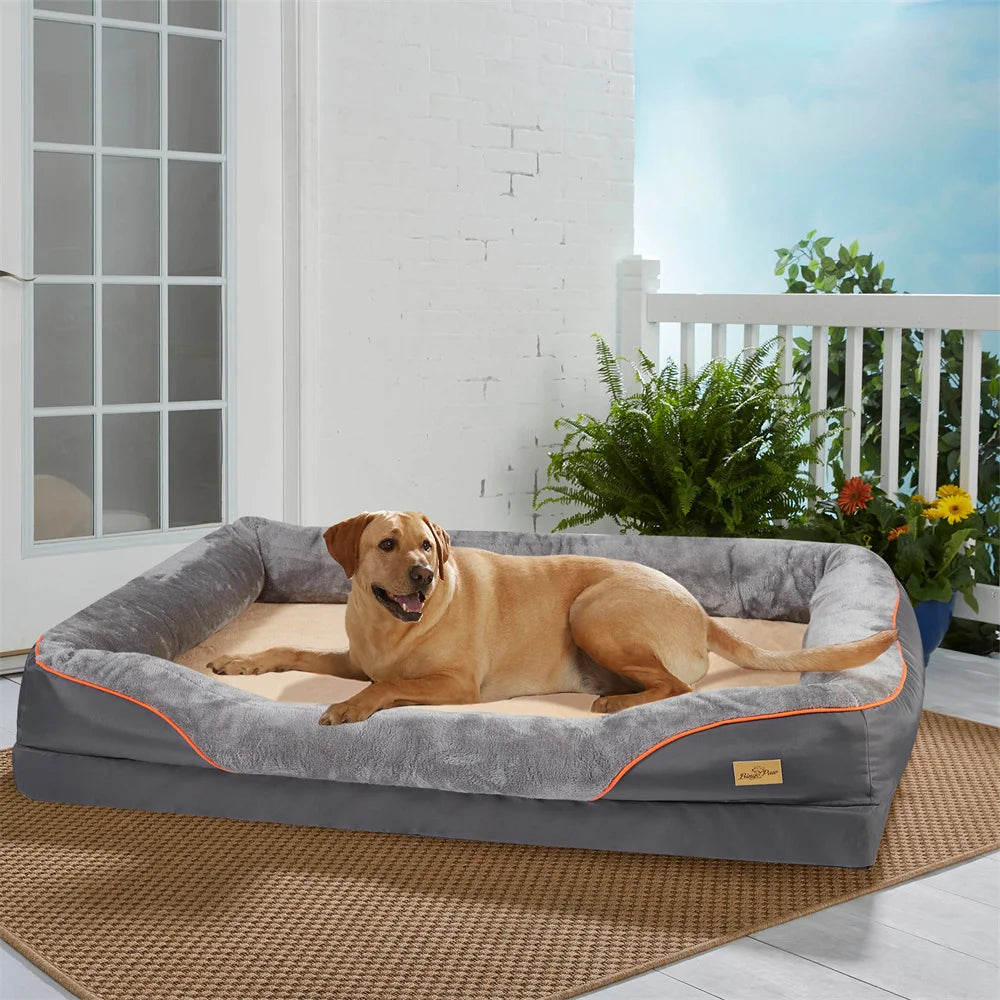 Jumbo Orthopedic Memory Foam Dog Bed With Waterproof Removable Cover