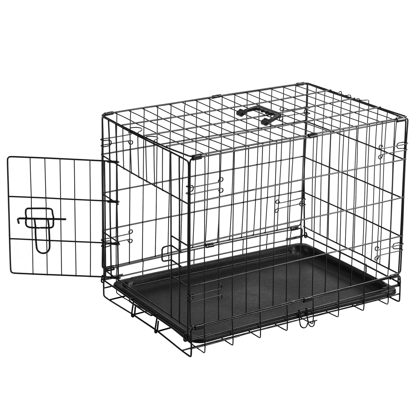 JHK 30 Inch Folding Single Door Wire Dog Cage With Leak Proof Pan For Indoor Outdoor