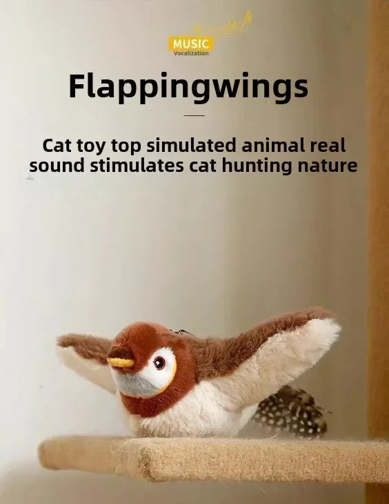 Catnip Interactive Squeaky Plush Bird Toy USB Rechargeable for Cats