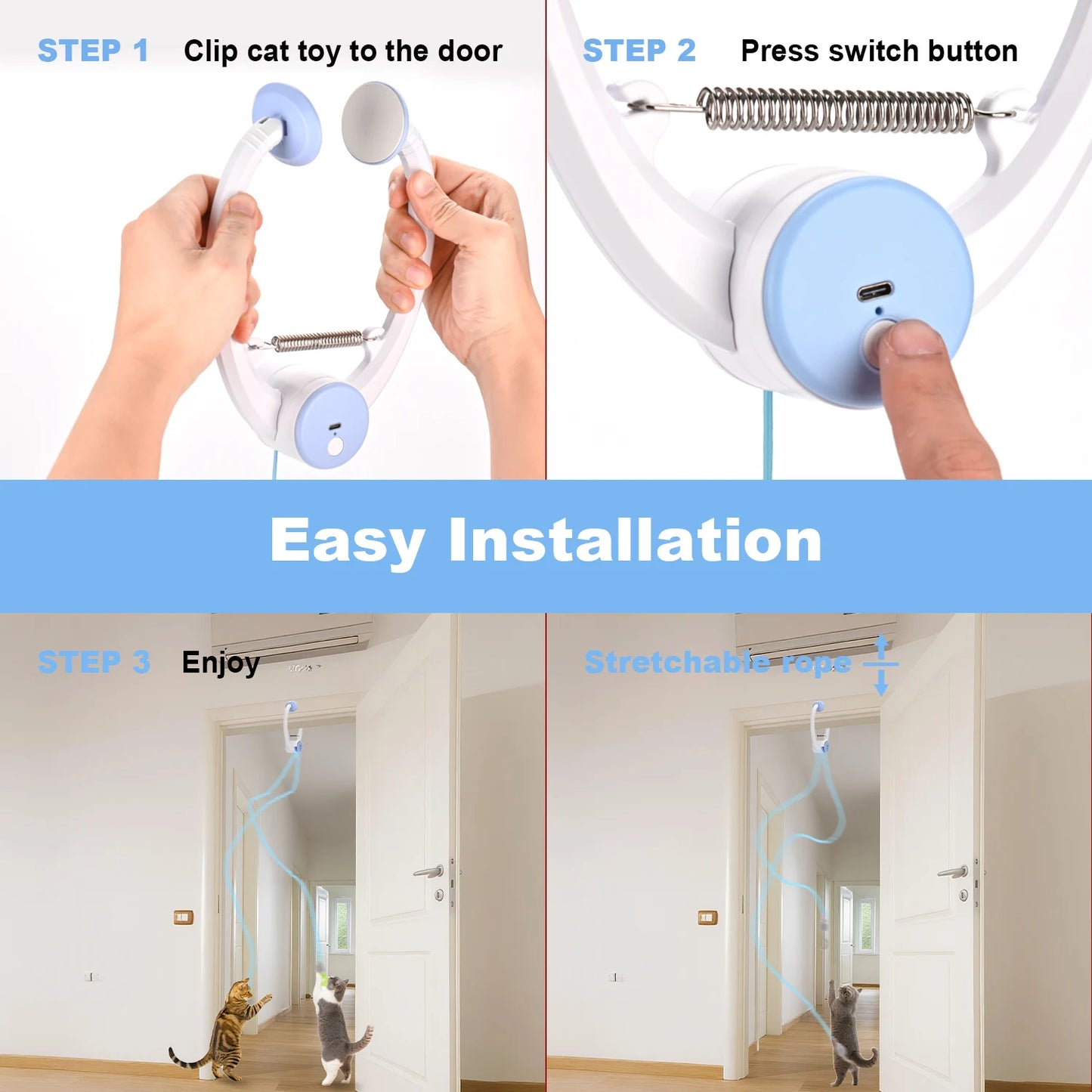USB Rechargeable Electric Door Hanging Cat Toy Interactive Self Play Kitten Toy