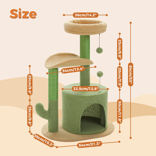 Flower Cat Tree For Indoor Cats With Sisal Scratching Post Plush Perches