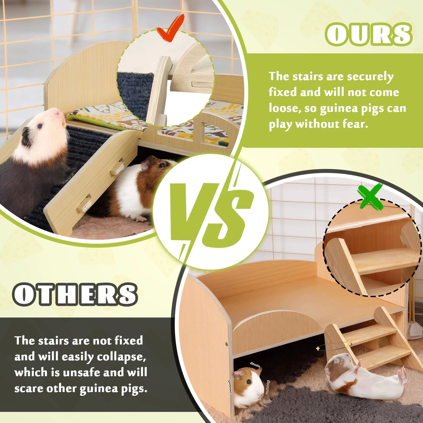 Wooden Multi Level Hideout Platform For Small Pets Guinea Pigs Hamsters Rabbits