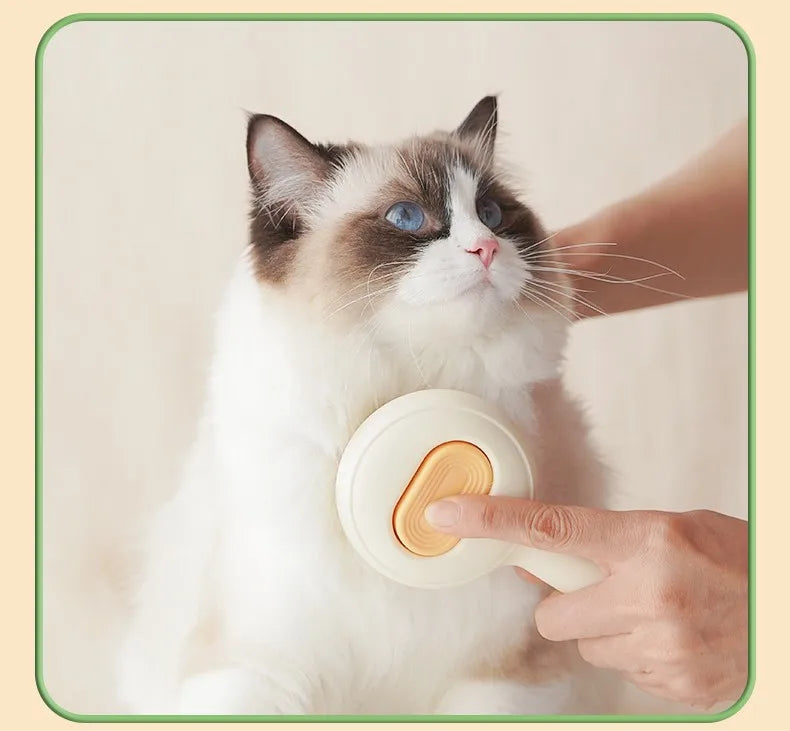 Self Cleaning Cat Brush One Click Hair Remover Stainless Steel Pet Grooming