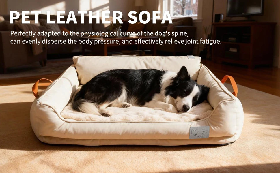 Leather Plush Donut Dog Bed For Large Dogs Snug Warm Cozy Rectangle