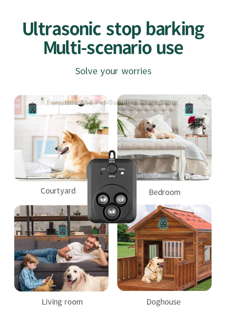 Ultrasonic Anti Barking Device With 3 Modes Auto Stop Barking For Dogs