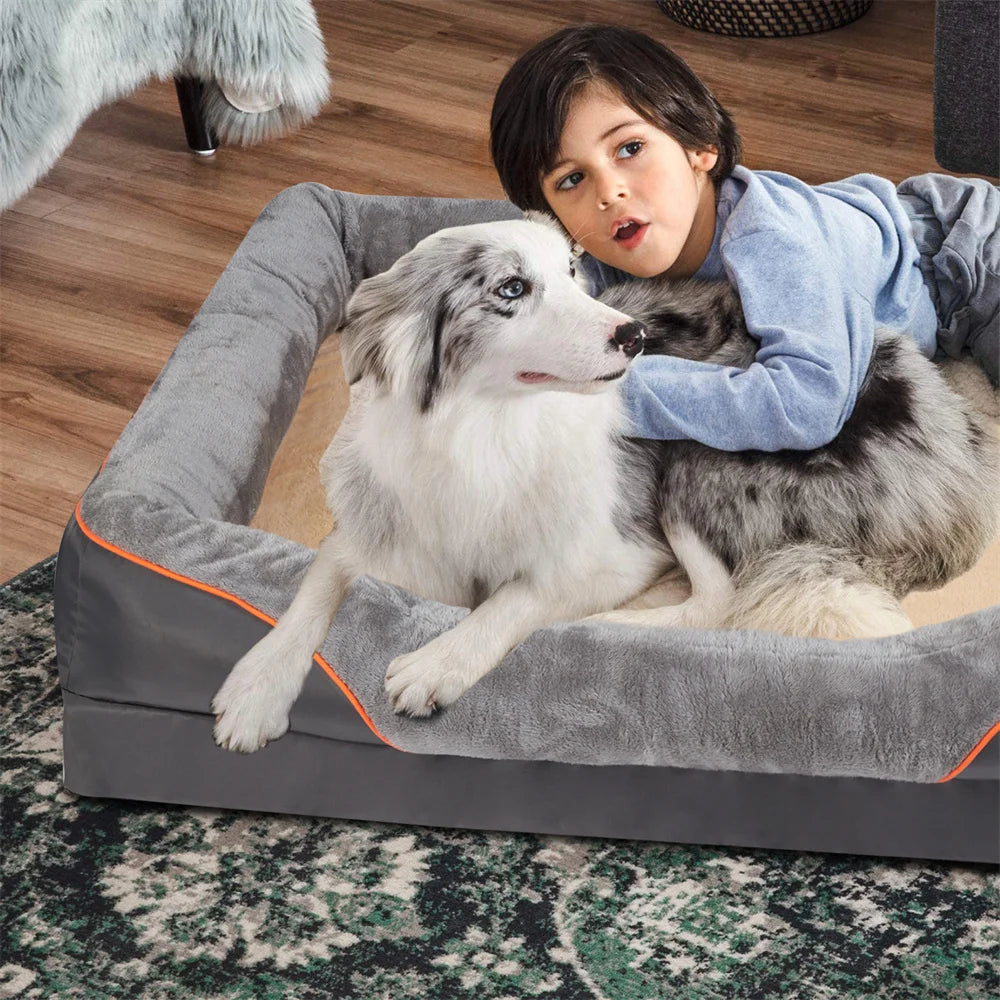 Jumbo Orthopedic Memory Foam Dog Bed With Waterproof Removable Cover