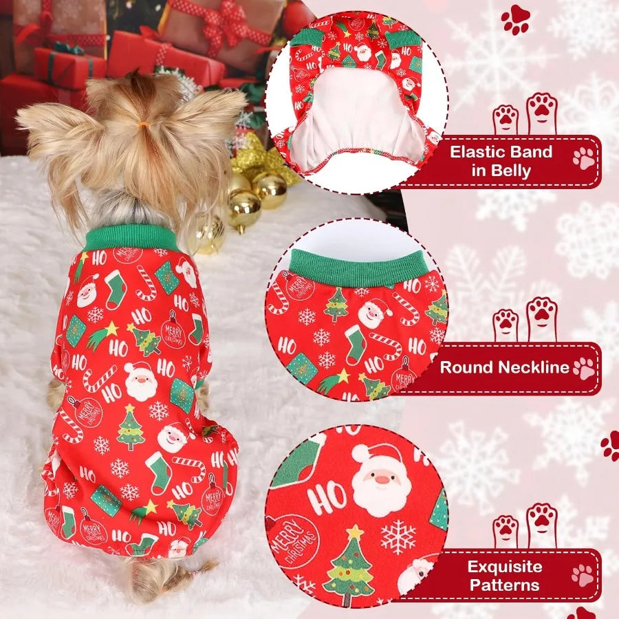 Dog Christmas Pajamas For Small Dogs Chihuahua Yorkie Soft Sleepwear