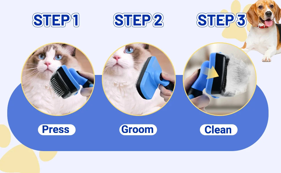 Self Cleaning Pet Brush For Dogs And Cats Gentle Hair Removal Comb