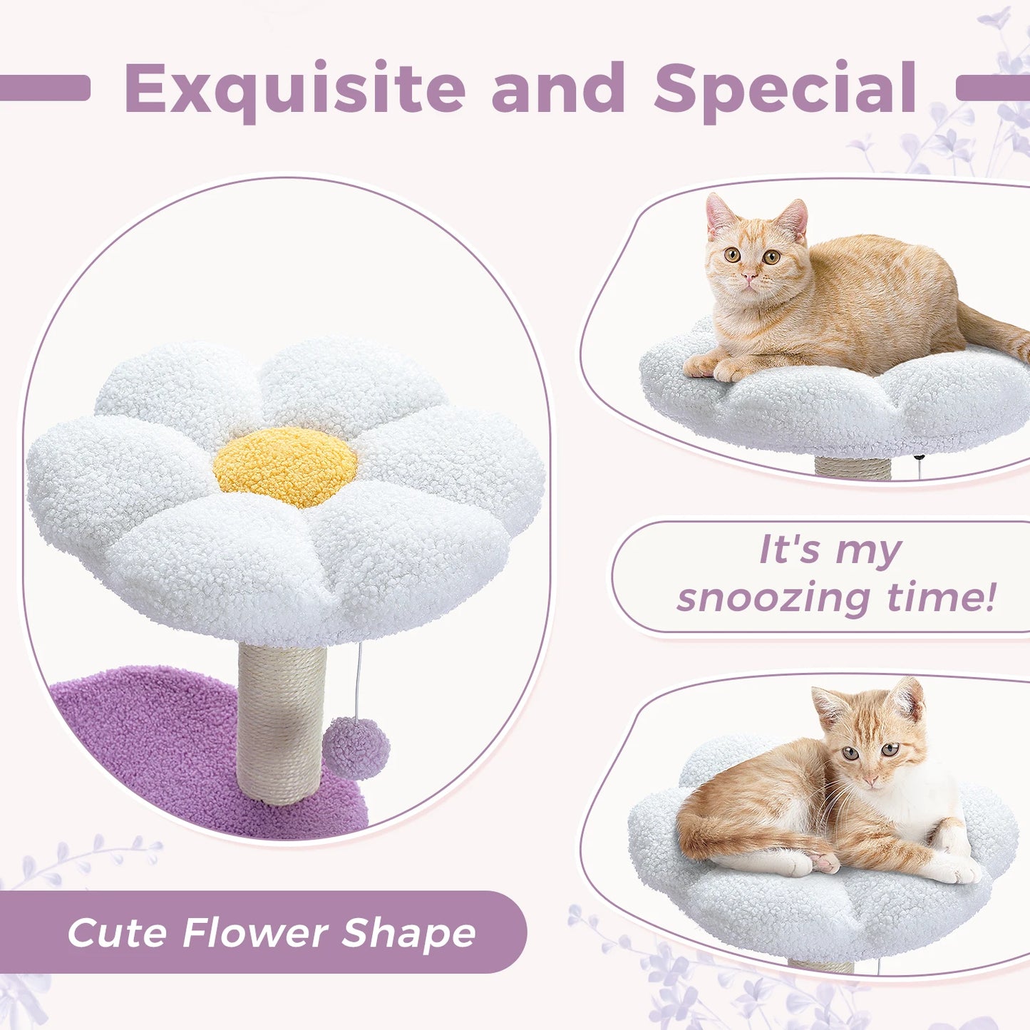 Flower Cat Tree For Indoor Cats With Sisal Scratching Post Plush Perches