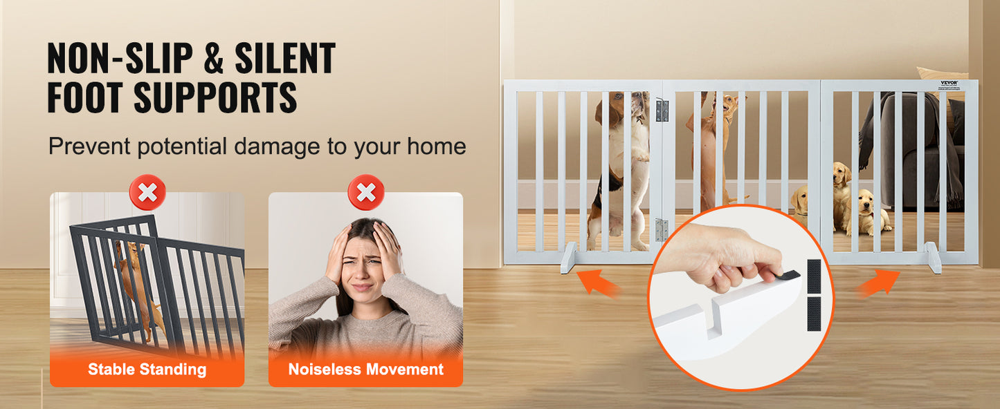 SucceBuy Free Standing 3 Panel Dog Gate for Narrow Passages Foldable Barrier