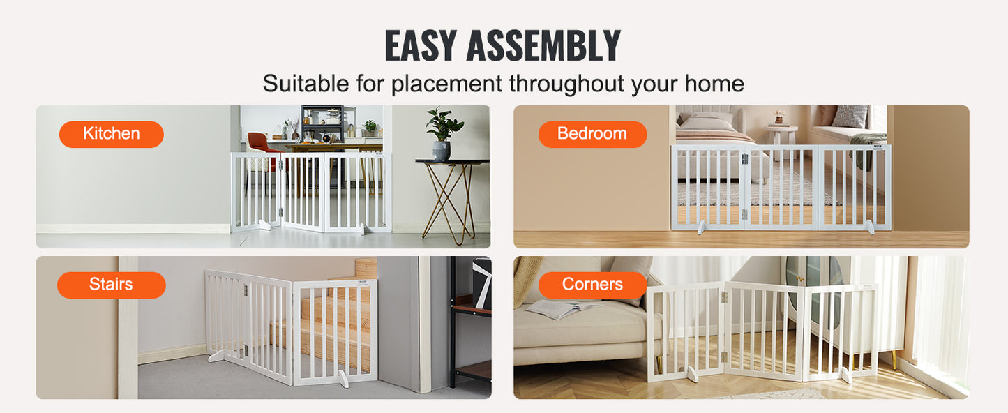 SucceBuy Free Standing 3 Panel Dog Gate for Narrow Passages Foldable Barrier