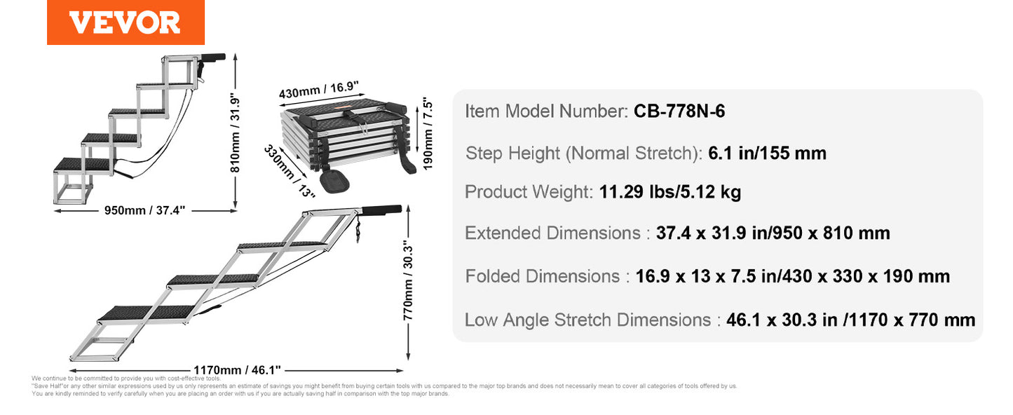 SucceBuy Car SUV Truck Dog Stairs Folding Portable Aluminum Pet Steps 150 Lbs