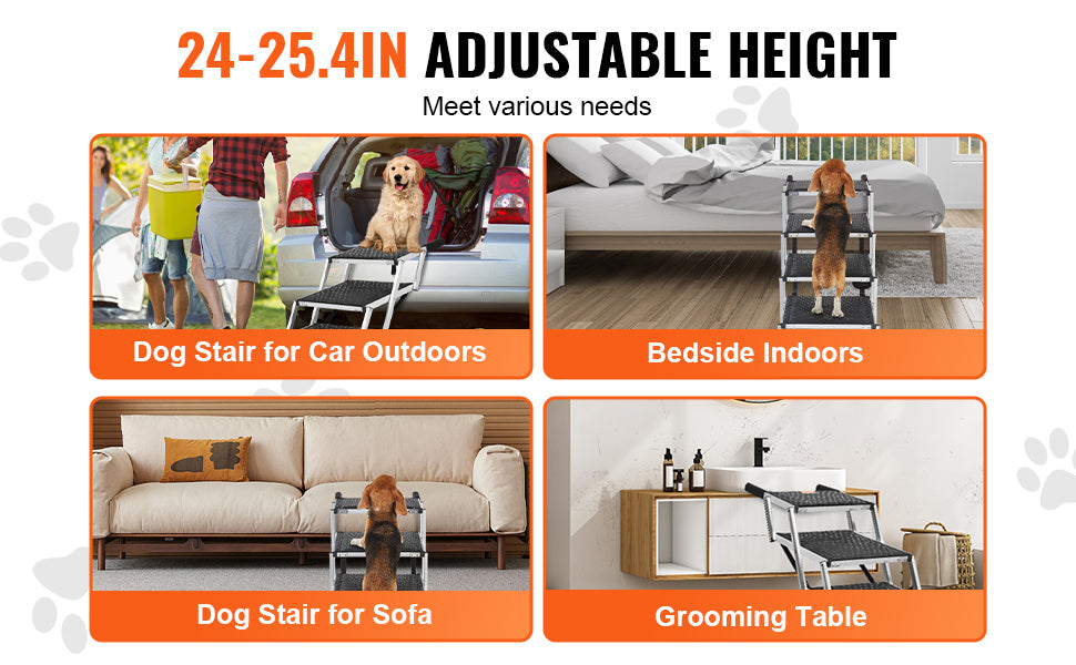 SucceBuy Car SUV Truck Dog Stairs Folding Portable Aluminum Pet Steps 150 Lbs