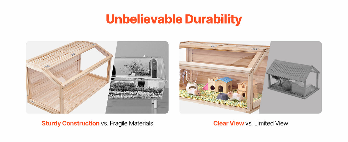 Wooden Hamster Cage With 270 Degree Viewing And Openable Top Ventilated Habitat